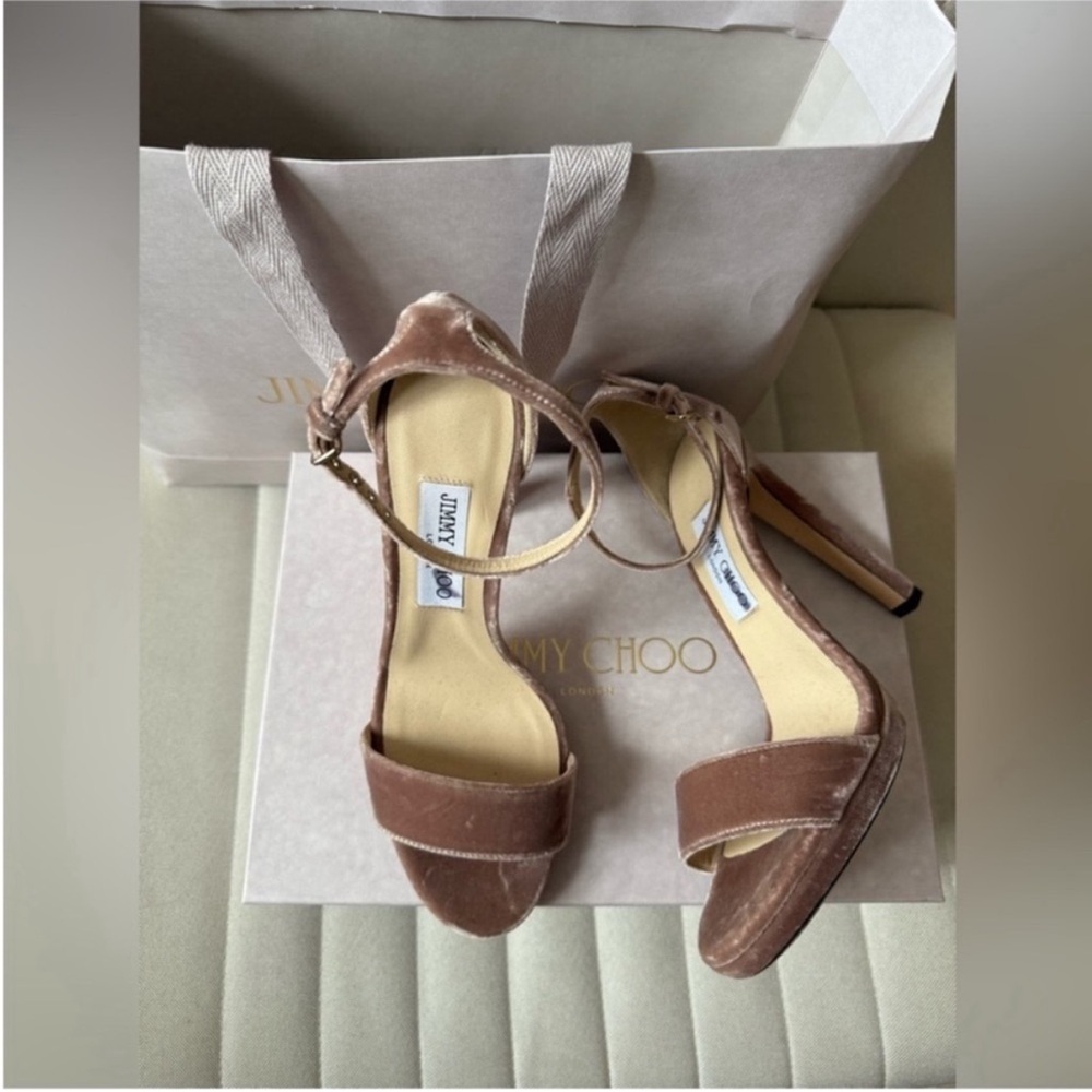 Jimmy Choo Pink Velvet Sandals Heels NWT 9.5